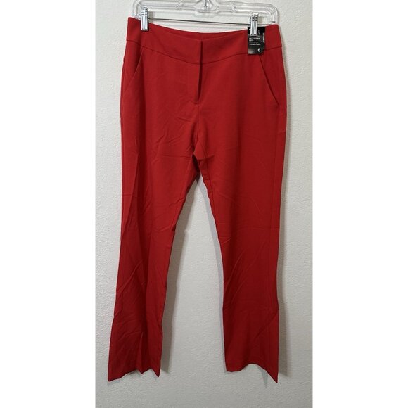 NY&C 7th Design Straight Leg Stretch Waist Red Work Pants Size 6 - Picture 1 of 10